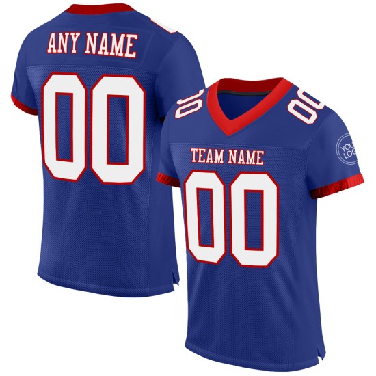 Maglia da calcio autentica personalizzata in maglia bianca e rossa, Royal Maglia da calcio autentica personalizzata in maglia bianca e rossa, Royal