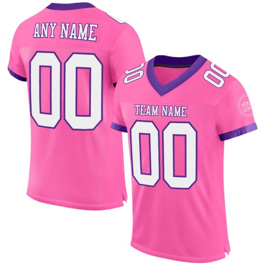 Maglia da calcio autentica rosa personalizzata in maglia bianca e viola Maglia da calcio autentica rosa personalizzata in maglia bianca e viola