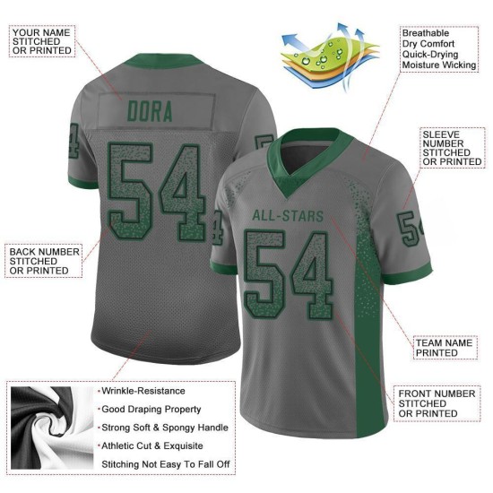 Maglia da football personalizzata Drift in maglia grigia moda verde-nera Gotham Maglia da football personalizzata Drift in maglia grigia moda verde-nera Gotham