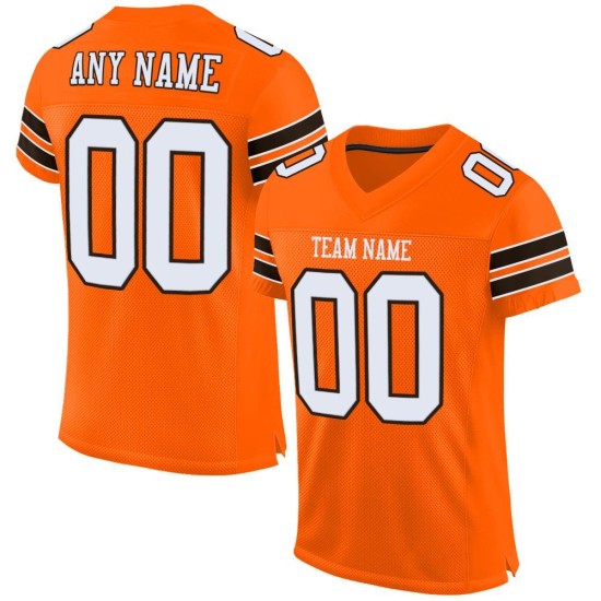 Maglia da calcio a rete autentica arancione bianca e marrone personalizzata Maglia da calcio a rete autentica arancione bianca e marrone personalizzata