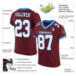 Maglia da calcio bordeaux personalizzata autentica, bianca e blu polvere Maglia da calcio bordeaux personalizzata autentica, bianca e blu polvere