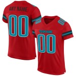 Maglia da football autentica rossa in maglia personalizzata verde acqua e nera Maglia da football autentica rossa in maglia personalizzata verde acqua e nera