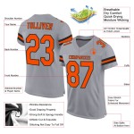 Maglia da football arancione-nera personalizzata grigio chiaro autentica in mesh Maglia da football arancione-nera personalizzata grigio chiaro autentica in mesh