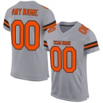 Maglia da football arancione-nera personalizzata grigio chiaro autentica in mesh Maglia da football arancione-nera personalizzata grigio chiaro autentica in mesh