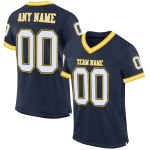 Maglia da football autentica personalizzata in maglia bianca e oro, stile retrò, blu navy Maglia da football autentica personalizzata in maglia bianca e oro, stile retrò, blu navy