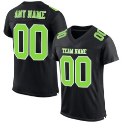 Maglia da football personalizzata verde neon-bianca, autentica, in mesh nera