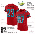 Maglia da football autentica rossa in maglia personalizzata verde acqua e nera Maglia da football autentica rossa in maglia personalizzata verde acqua e nera