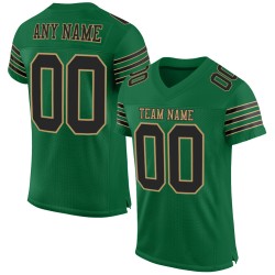 Maglia da football Kelly Gold autentica verde personalizzata, nera e antica