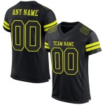 Maglia da football personalizzata autentica in rete nera neon gialla Maglia da football personalizzata autentica in rete nera neon gialla