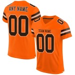 Maglia da calcio arancione personalizzata, maglia autentica marrone-bianca Maglia da calcio arancione personalizzata, maglia autentica marrone-bianca