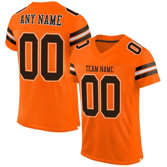 Maglia da calcio arancione personalizzata, maglia autentica marrone-bianca Maglia da calcio arancione personalizzata, maglia autentica marrone-bianca