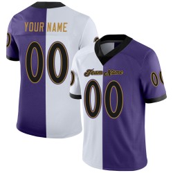 Maglia da calcio personalizzata Split Mesh viola, moda nera e bianca