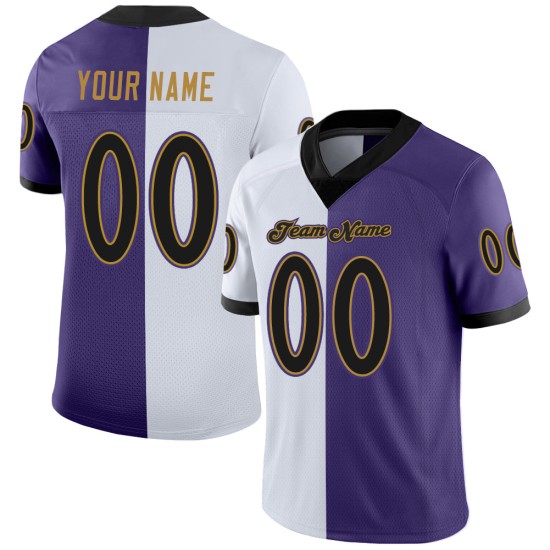 Maglia da calcio personalizzata Split Mesh viola, moda nera e bianca Maglia da calcio personalizzata Split Mesh viola, moda nera e bianca