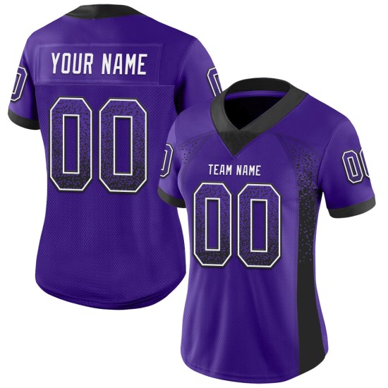 Maglia da calcio personalizzata in maglia nera e bianca Drift Purple Maglia da calcio personalizzata in maglia nera e bianca Drift Purple