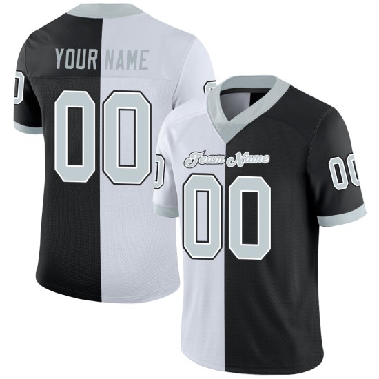 Maglia da calcio personalizzata nera alla moda, maglia da football divisa argento-bianco Maglia da calcio personalizzata nera alla moda, maglia da football divisa argento-bianco
