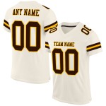 Maglia da football autentica color crema marrone-oro personalizzata in mesh Maglia da football autentica color crema marrone-oro personalizzata in mesh
