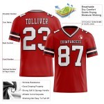 Maglia da football personalizzata autentica in maglia rossa bianco-nera Maglia da football personalizzata autentica in maglia rossa bianco-nera