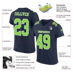 Maglia da football blu navy, personalizzata, verde-bianca, autentica Maglia da football blu navy, personalizzata, verde-bianca, autentica
