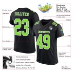 Maglia da football personalizzata verde neon-bianca, autentica, in mesh nera Maglia da football personalizzata verde neon-bianca, autentica, in mesh nera