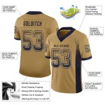 Maglia da football Old Jersey personalizzata in oro blu navy e bianco con motivo a rete Maglia da football Old Jersey personalizzata in oro blu navy e bianco con motivo a rete