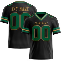 Maglia da football Kelly autentica in maglia dorata, verde-nero antico, personalizzata