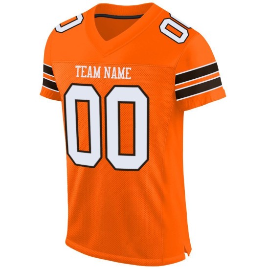 Maglia da calcio a rete autentica arancione bianca e marrone personalizzata Maglia da calcio a rete autentica arancione bianca e marrone personalizzata