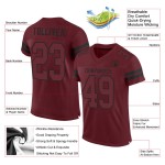 Maglia da football personalizzata bordeaux-nera autentica in rete bordeaux
