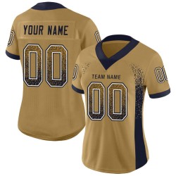Maglia da football Old Jersey personalizzata in oro blu navy e bianco con motivo a rete