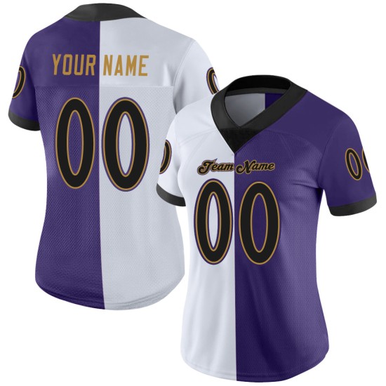Maglia da calcio personalizzata Split Mesh viola, moda nera e bianca Maglia da calcio personalizzata Split Mesh viola, moda nera e bianca
