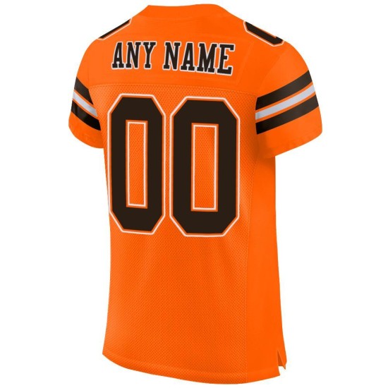 Maglia da calcio arancione personalizzata, maglia autentica marrone-bianca Maglia da calcio arancione personalizzata, maglia autentica marrone-bianca