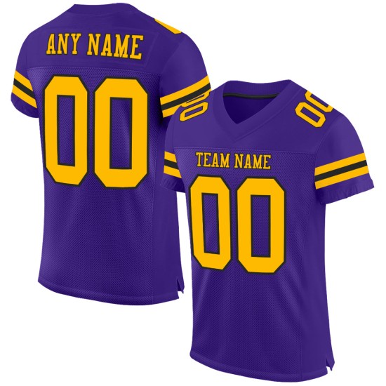 Maglia da calcio autentica personalizzata viola oro-nero Maglia da calcio autentica personalizzata viola oro-nero