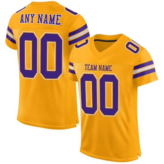 Maglia da calcio autentica viola-bianca personalizzata in maglia dorata Maglia da calcio autentica viola-bianca personalizzata in maglia dorata