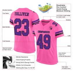 Maglia da calcio autentica rosa, viola e nera personalizzata