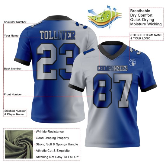 Maglia da calcio personalizzata autentica alla moda in maglia grigio-nera, sfumatura reale Maglia da calcio personalizzata autentica alla moda in maglia grigio-nera, sfumatura reale