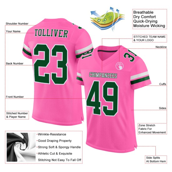 Maglia da calcio verde-bianca rosa autentica personalizzata Maglia da calcio verde-bianca rosa autentica personalizzata