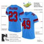 Maglia da football personalizzata in maglia blu navy e rosso polvere autentica Maglia da football personalizzata in maglia blu navy e rosso polvere autentica