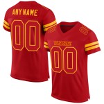 Maglia da football autentica personalizzata in rete rossa rosso-oro Maglia da football autentica personalizzata in rete rossa rosso-oro