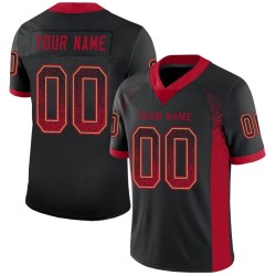 Maglia da football Drift personalizzata in maglia nera, rossa e oro antico