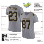 Maglia da football personalizzata in maglia dorata autentica nera e grigia antica Maglia da football personalizzata in maglia dorata autentica nera e grigia antica