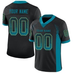Maglia da football personalizzata nera, moda, verde acqua e oro Old Drift