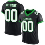Maglia da football autentica nera e verde personalizzata, maglia bianca-erba Maglia da football autentica nera e verde personalizzata, maglia bianca-erba