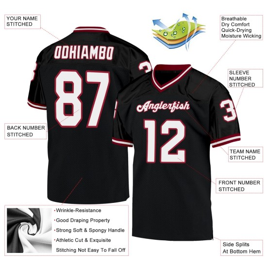 Maglia da football nera e bianca Cardinal, autentica e personalizzata, stile retrò Maglia da football nera e bianca Cardinal, autentica e personalizzata, stile retrò