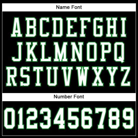Maglia da football autentica nera e verde personalizzata, maglia bianca-erba Maglia da football autentica nera e verde personalizzata, maglia bianca-erba