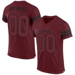 Maglia da football personalizzata bordeaux-nera autentica in rete bordeaux