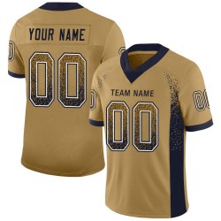 Maglia da football Old Jersey personalizzata in oro blu navy e bianco con motivo a rete