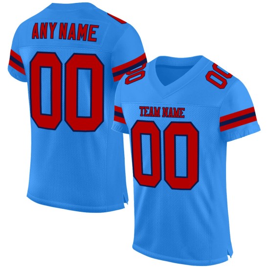 Maglia da football personalizzata in maglia blu navy e rosso polvere autentica Maglia da football personalizzata in maglia blu navy e rosso polvere autentica