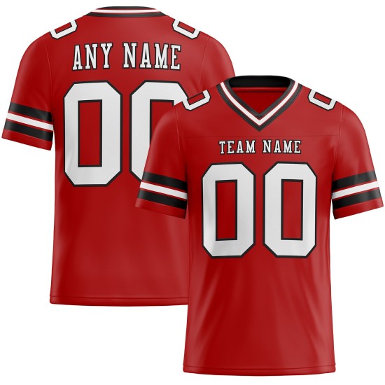 Maglia da football personalizzata autentica in maglia rossa bianco-nera Maglia da football personalizzata autentica in maglia rossa bianco-nera
