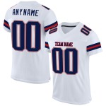Maglia da calcio a rete bianca personalizzata, autentica, blu navy-scarlatto Maglia da calcio a rete bianca personalizzata, autentica, blu navy-scarlatto