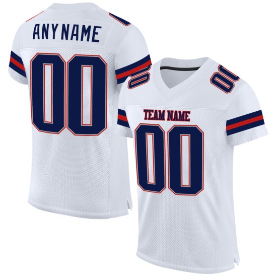 Maglia da calcio a rete bianca personalizzata, autentica, blu navy-scarlatto Maglia da calcio a rete bianca personalizzata, autentica, blu navy-scarlatto