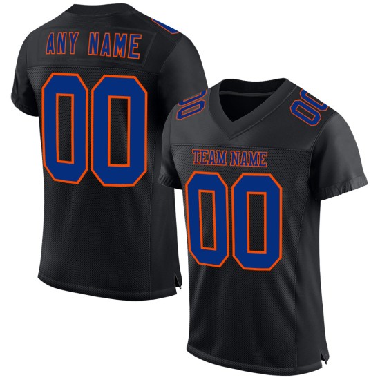 Maglia da calcio autentica Royal-Orange personalizzata nera Maglia da calcio autentica Royal-Orange personalizzata nera